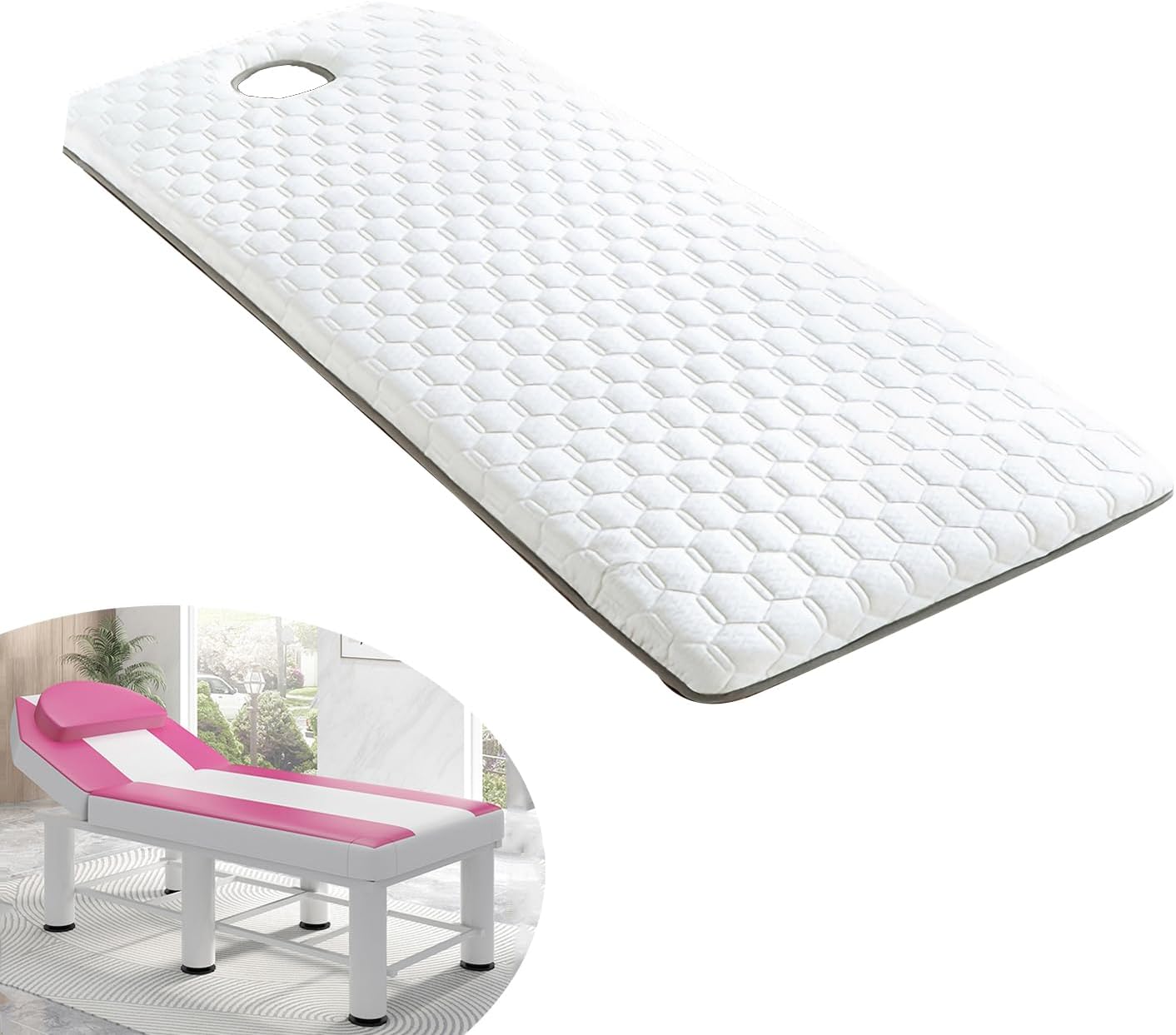KKCD Massage Table Cushion Topper Memory Foam,Lash Bed Mattress Pad,Non-Slip Spa Bed Padding,with Breathe Hole&Elastic Bands,Square/Round/Trapezoidal Head,3/4/5/6cm Thick,3cm/1.2in,T 70x185cm