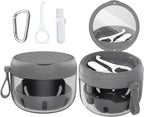 Denture Bath Box Cup, Leak Proof Denture Cup Kit Portable Retainer Case for Travel, Denture Case Cleaning Care for Dentures Aligner Mouth Guard with Denture Brush,Strainer, Removal Tool and Mirror