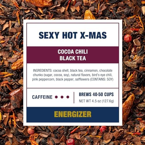 Tiesta Tea - Sexy Hot Christmas Tea, Mother's Day Loose Leaf, Cocoa Chili Black, Premium High Caffeinated Blend, Spicy Black, Make Hot or Iced, Brews Up to 50 Cups, 4.5 Ounce Refillable Tin