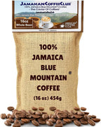 JamaicanCoffeeClub Blue Mountain Whole Bean Coffee, WB 16oz 100% Jamaican Beans, Premium Roast, Bold Smooth Taste, Freshly Packed Coffee from Jamaica, Rich Aroma Gourmet Blend