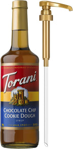 Torani Coffee Syrup, Chocolate Chip Cookie Dough Flavored Syrup for Drinks, Glass Bottle with Pump Included, 25.4 Fl Oz