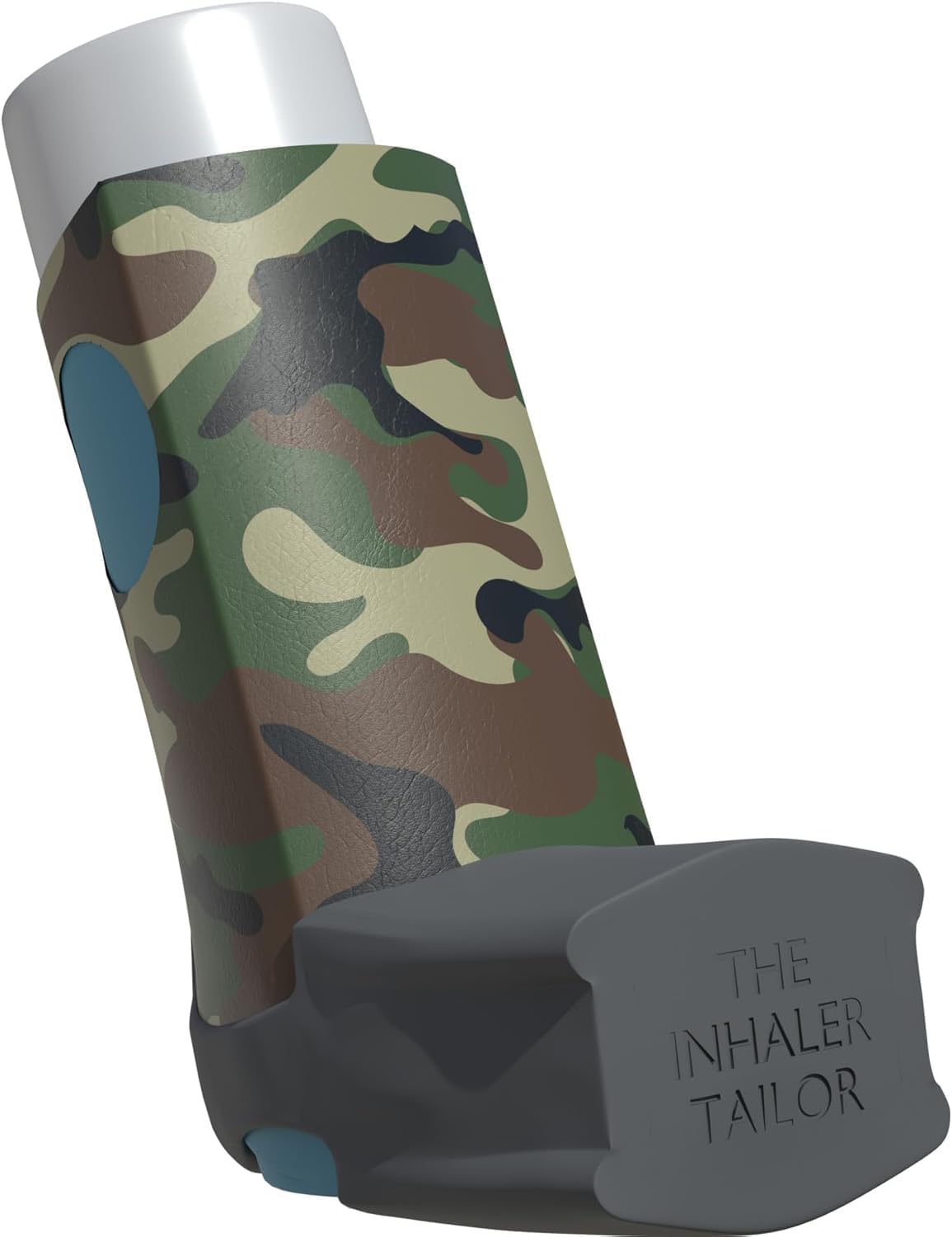 Inhaler Holder - for Ventolin & Shorter Style Inhaler - Vegan Leather - Adults & Kids Asthma Inhaler Case with Eyelet for Keychain/Lanyard - Handmade (Shorter, Camouflage Green)