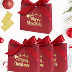 10pcs Mini Christmas Gift Boxes with Ribbon - Festive Red & Green 'Merry Christmas' Design for Candy, Chocolates & Small Presents - Ideal for Holiday Decor, Party Favors & Stocking Stuffers