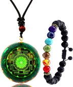 Orgonite Chakra Pendant Malachite Green Crystal Quartz Orgone Pendant Necklace Reiki Spiritual Healing Energy Generator Bracelet