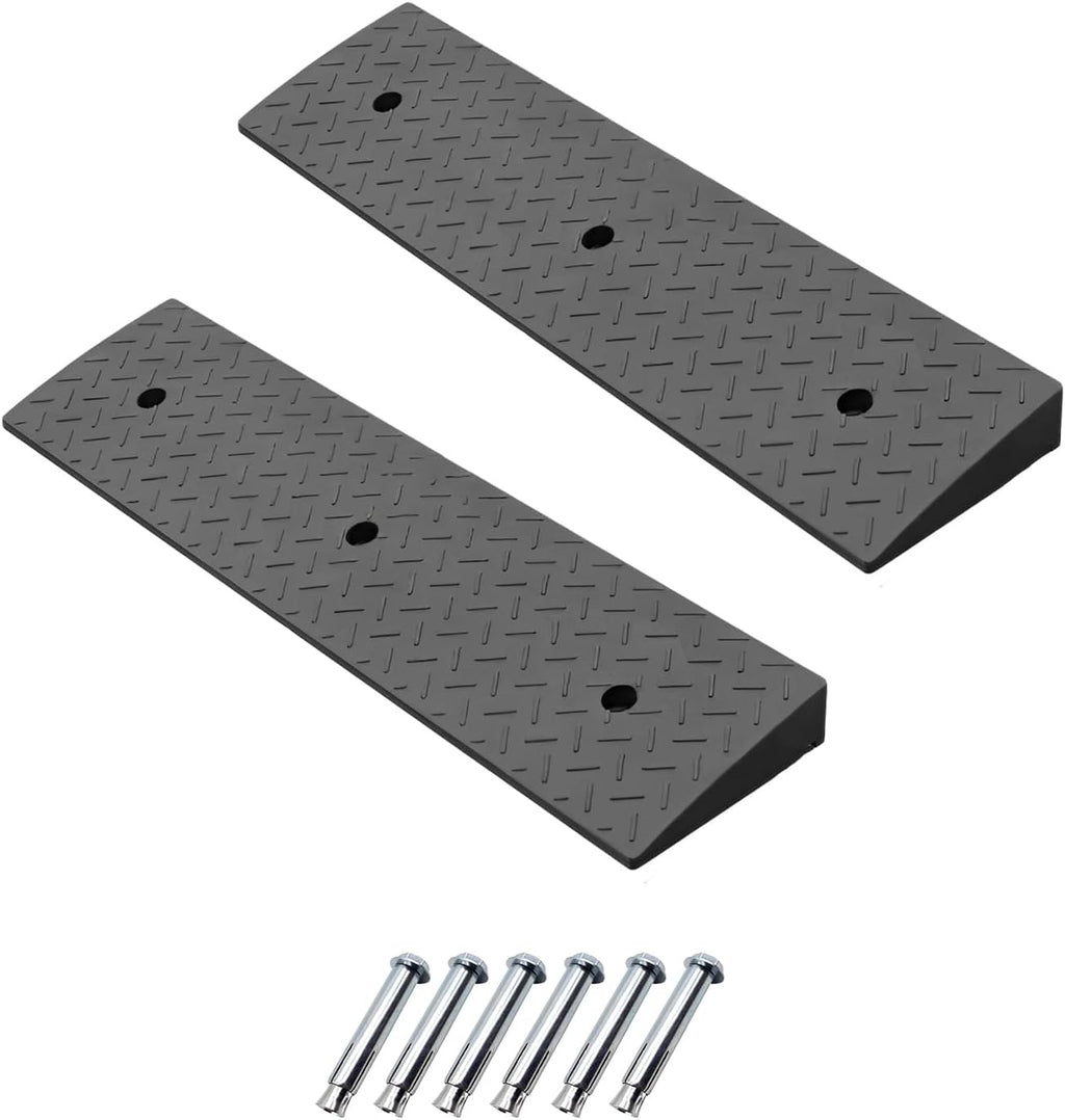 2 Pack 1.6'' Rise Rubber Curb Ramp, Heavy Duty, 11000 LBS Capacity, Threshold Ramps, Car Slope Ramp for Loading Dock Bike Vehicle Warehouse Sidewalk Wheelchair (1.6" H)
