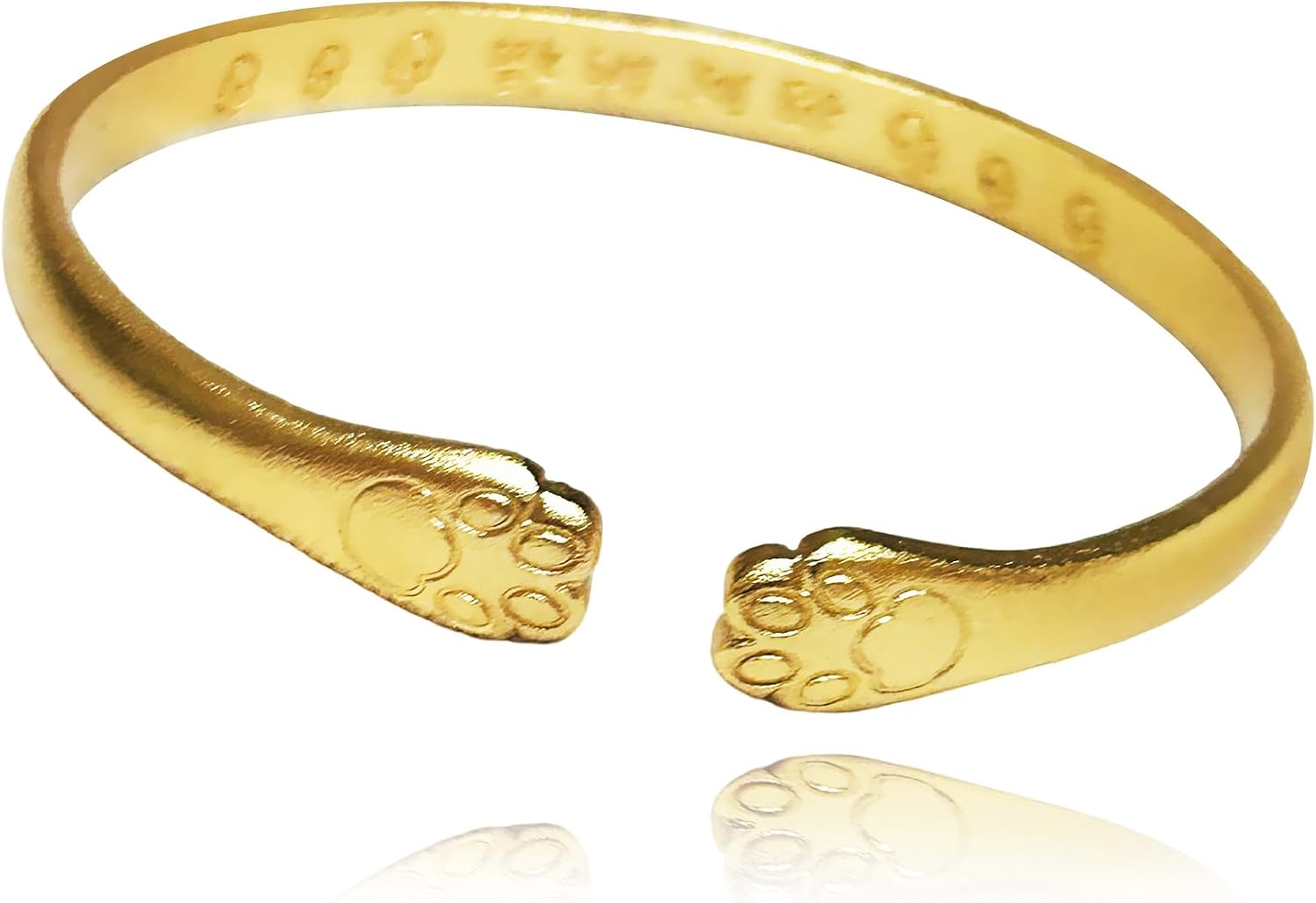 Lucky Cat Paw Gold Bangles for Women, Simple Small Wrist Bracelets Gold Plated Bangles Minimalist Jewelry Gift for Women Cat Lover Money Attraction Good Luck Golden Adjustable Open Twist Bangle