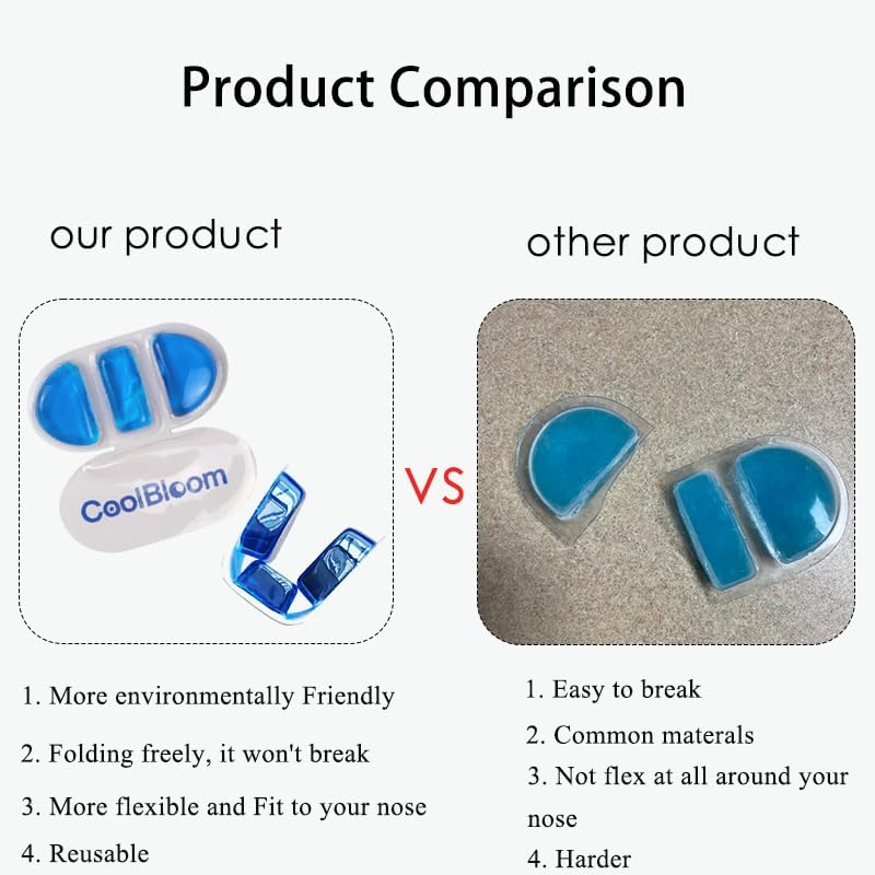 CoolBloom 2PCS Nose Ice Pack for Nose Bridge - Reusable Nose Cold Compress & Nosebleed Stopper, Leak-Proof Freezer Gel Pack for Kids & Adults First Aid