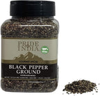Pride of India – Black Pepper Ground – Ideal for Gourmet Dishes/Soups/Stews/Rubs – Fresh & Preservatives Free – Warming Spice – Easy to Store – 7oz. Medium Dual Sifter Jar
