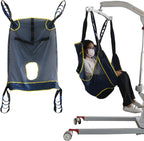 Transfer Nursing Sling Lifting Hoist Sling, Toileting Lift Sling with Head Support and Opening Divided Leg Shower Sling for Lifts
