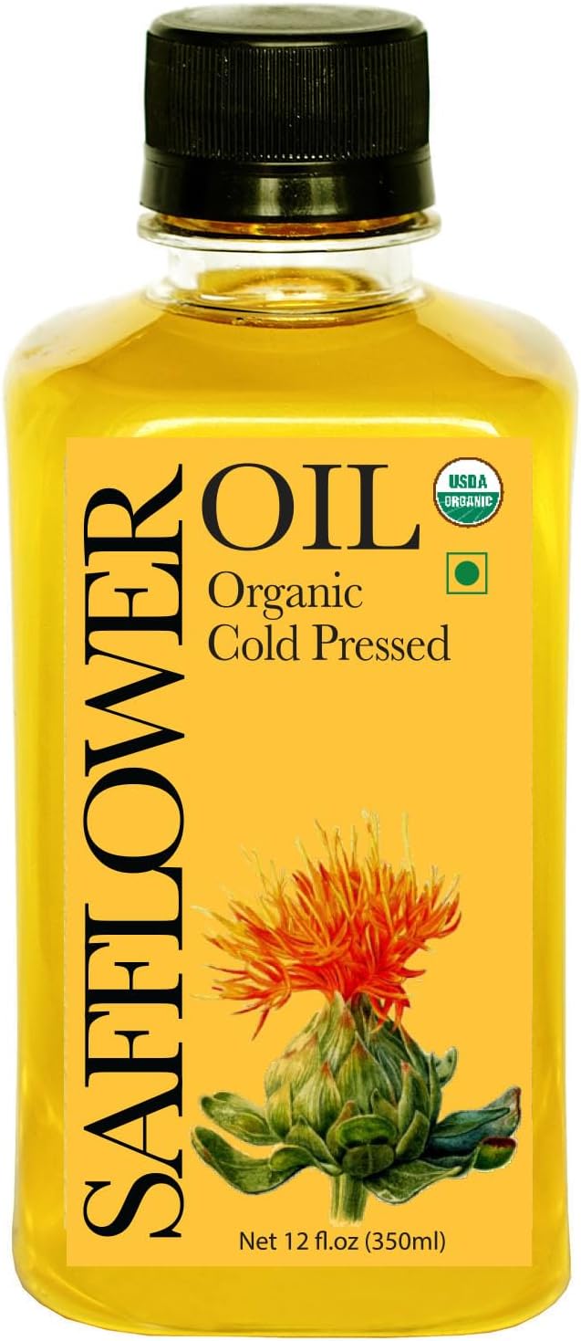 Daana Safflower Oil: Certified USDA Organic, Extra Virgin, Cold Pressed, High Oleic (12 oz)