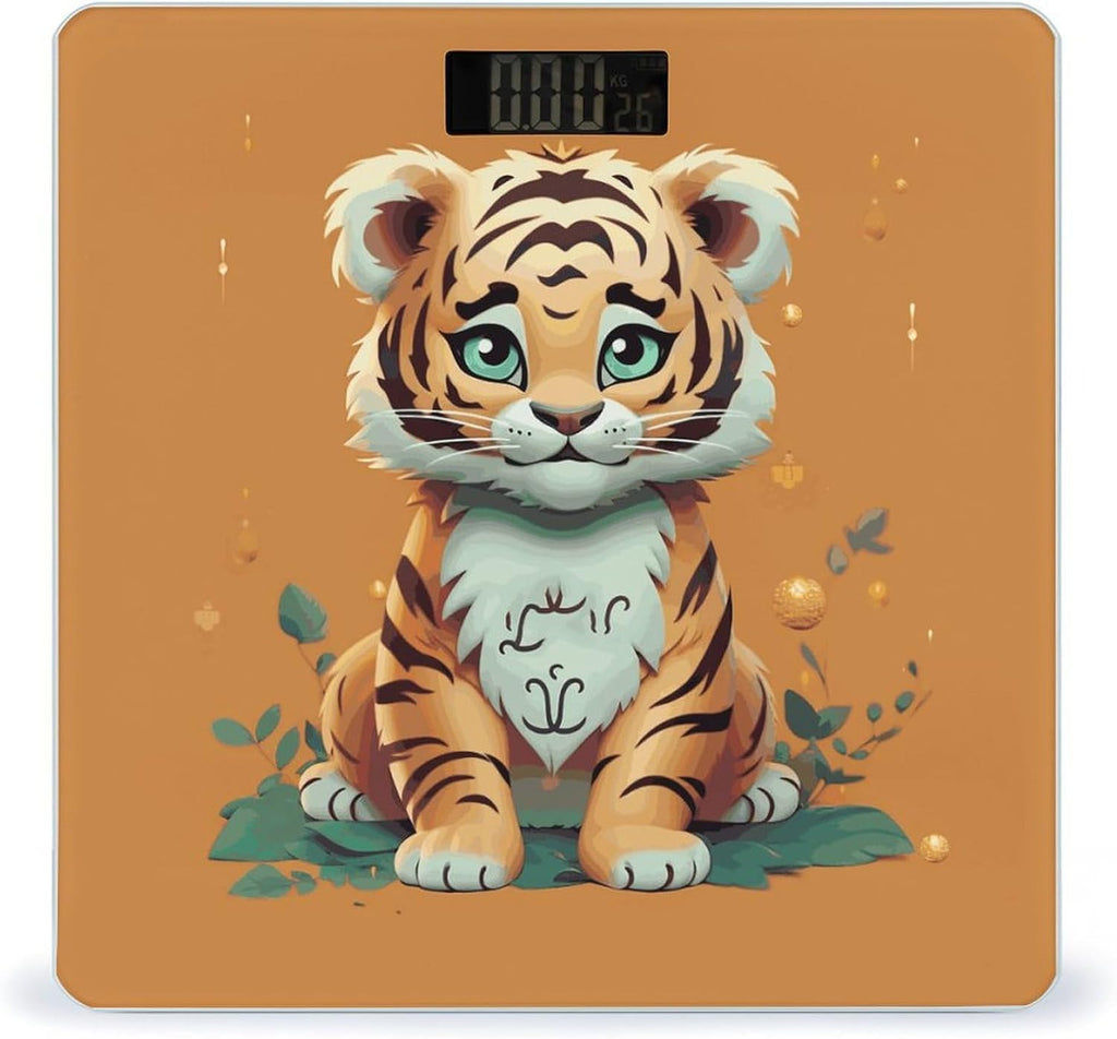 Year of The Tiger Funny Tiger Bathroom Scale for Body Weight with High Precision Large LCD Backlight Display Digital Weighing Scale with BMI Capacity Up to 180kg