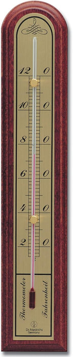Analog Indoor Wall Thermometer Solid Oak Wood with Brass Scale 10 inch (Mahogany Finish)