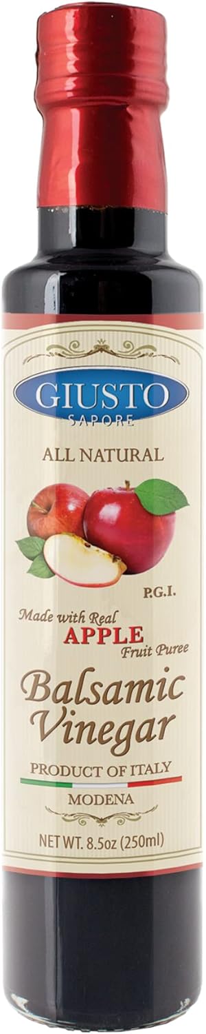 Giusto Sapore All Natural Apple Balsamic Vinegar of Modena P.G.I. - Made with Real Apple Fruit Puree - Imported from Italy and Family Owned - 8.5oz