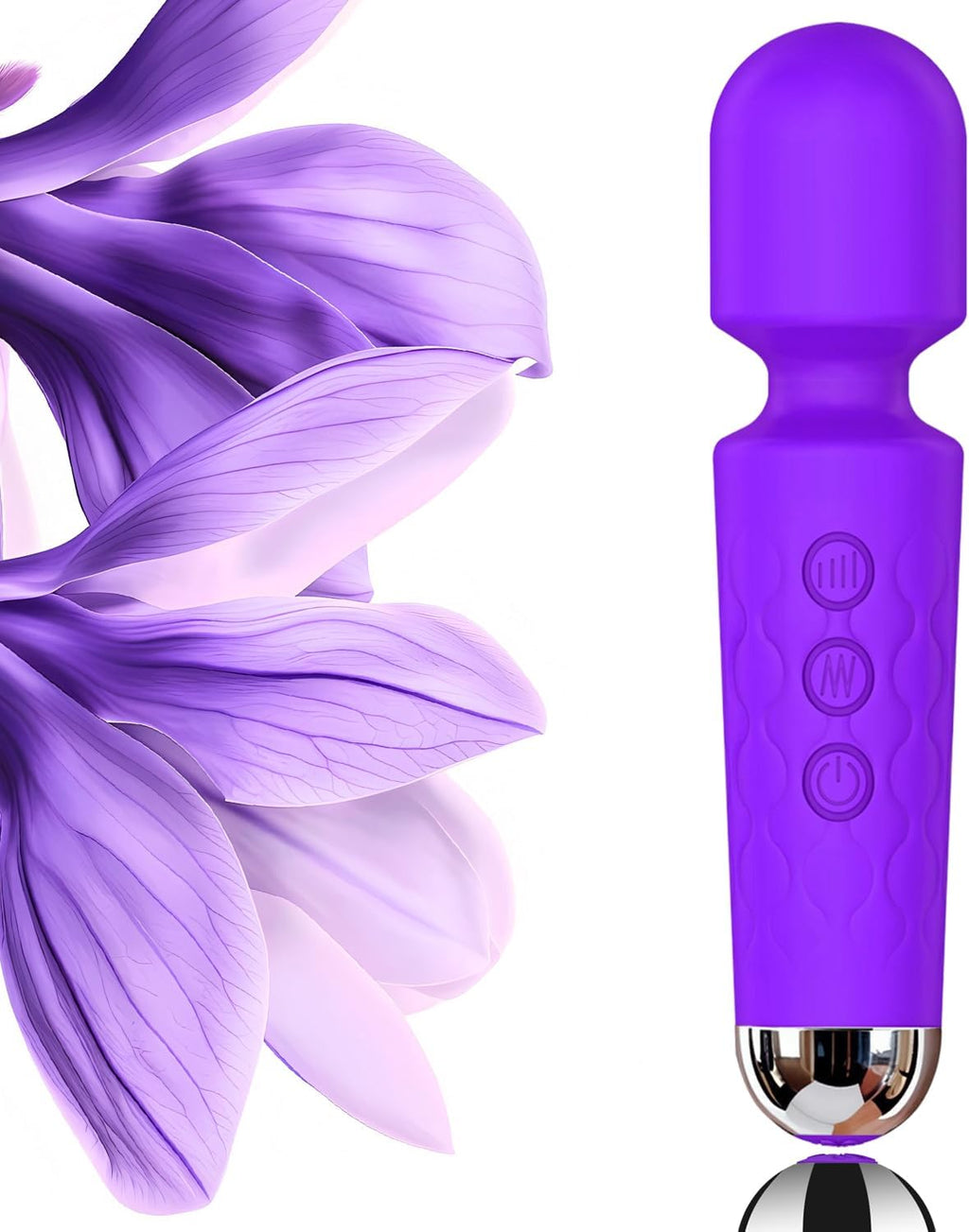 Personal Massager Wand, 8 Speeds 20 Modes Handheld Vibration, Cordless Portable Waterproof Massager, Quiet Mini for Muscle Aches, Back Pain & Sports Recovery, for Women (Purple)