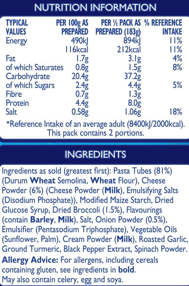 Batchelors Pasta 'N' Sauce Cheese & Broccoli 99G