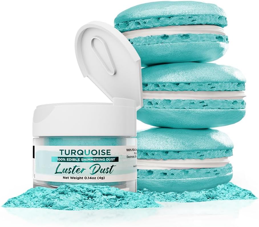 Luster Dust - Turquoise (4g 1x Jar) | Edible Vegan Dust & Paint for Cake Decorating, Ice Cream, Desserts, Cocktails and Beverages by Bakell