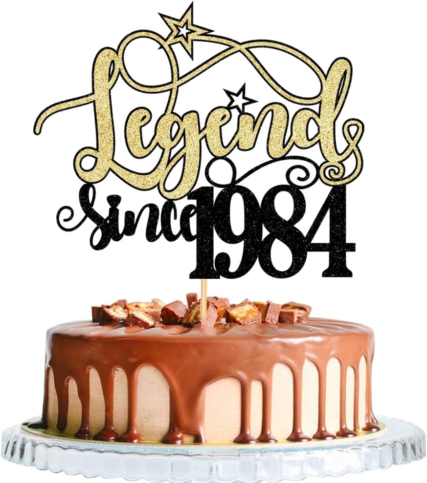 Legend Since 1984 Cake Topper,Cheer 40th Cake Topper,Happy 50th Birthday Cake Topper,Funny 40 and Fabulous Decoration (1984)
