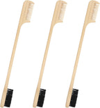 3 Pieces 2-in-1 Moustache Beard Edge Brush, Bamboo Wood Comb, Eyebrow Hair Tool, Gentle Control, Double Sided Design