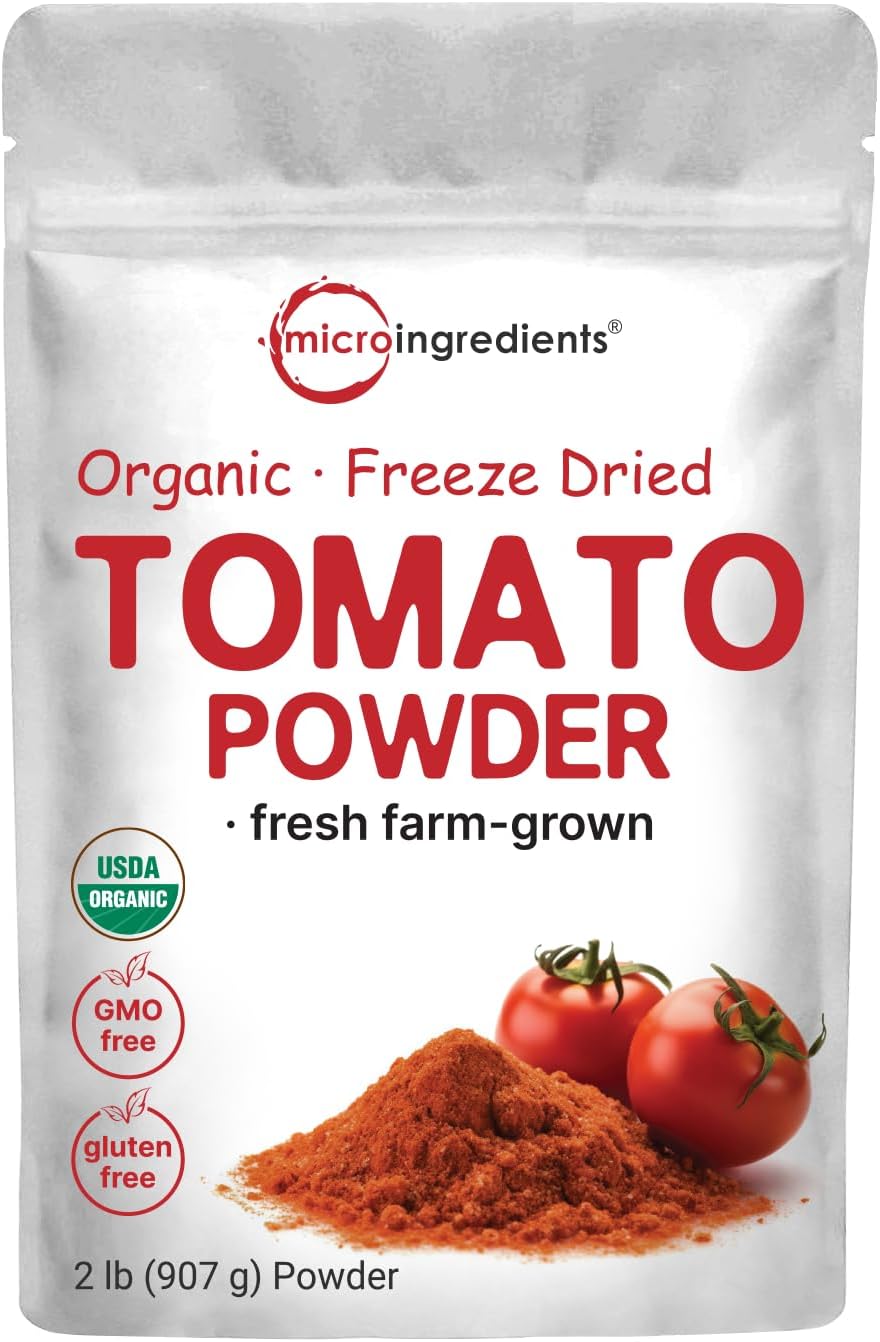 Organic Tomato Powder, 2lbs | Fresh Freeze-Dried Farm Grown Tomatoes Source | Raw Savory Flavor | Great for Cooking or Baking | Non-GMO, Vegan Friendly, Gluten Free, Bulk Size