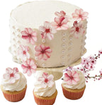 NEW Sugar Robot - Edible Wafer Cherry Blossoms for cake decorating - Small Size - Edible flowers cake decorations - Premium Crafted - Made in the USA Cake -Set of 24 (Wafer Flowers)
