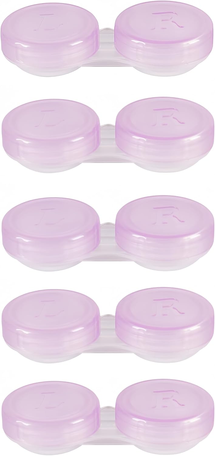5Pack Semitransparent Portable Mini Purple Leak-proof Box Holder Contact Lens Case Kit for Home Travel/Daily Us，contact lenses