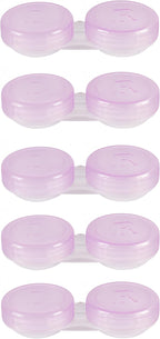 5Pack Semitransparent Portable Mini Purple Leak-proof Box Holder Contact Lens Case Kit for Home Travel/Daily Us，contact lenses