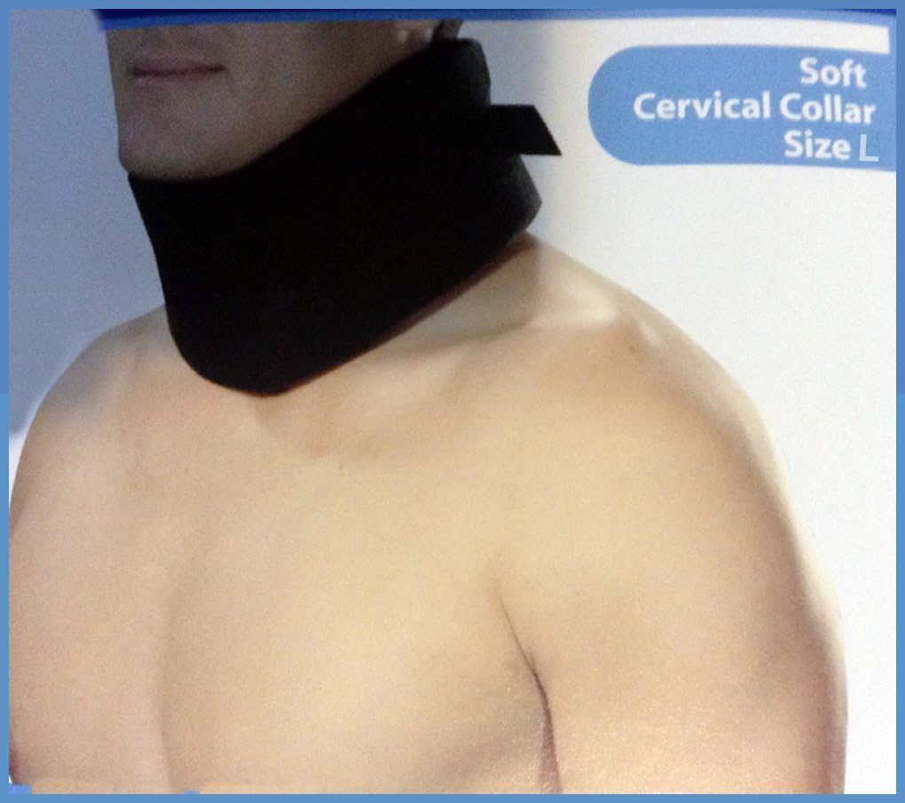 Adjustable Soft Cervical Collar (Neck Brace), Foam, BLACK NEW MODEL - Size L