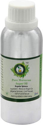 R V Essential Moroccan Argan Oil | Argania Spinosa | Moisturizes Skin | Brightens Skin | Fights Acne | Anti-Aging | For Hair | Makes Hair Shiny | 100% Pure Natural | Cold Pressed | 1250ml | 42oz