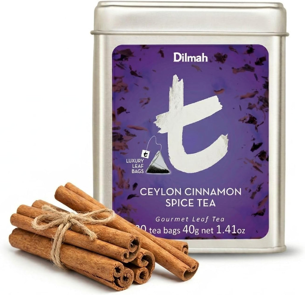 Dilmah T-Series Ceylon Cinnamon Spice Black Tea – 20 Luxury Leaf Tea Bags | Premium Single Origin Ceylon Tea with Authentic Cinnamon Spice
