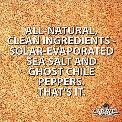 Ghost Pepper Sea Salt for Cooking, Grilling, and Finishing – Chili-Infused Spicy Seasoning Gourmet Salt for Meats and Veggies – 5 oz Jar by Caravel Gourmet