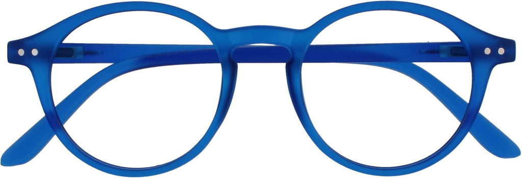 OPULIZE REY Reading Glasses for Women Men, Retro Round Frame with Spring Hinges, Matte Blue +1.00 (Pack of 1)