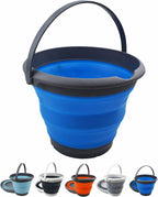 SAMMART 8.5L (2.2 Gallon) Collapsible Plastic Bucket - Foldable Round Tub - Portable Fishing Water Pail - Space Saving Outdoor Waterpot. Size 31cm Dia (Grey/Blue)