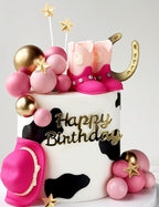 JeVenis Cowgirl Cake Topper Cowboy Western Decorations Cowgirl Hat Birthday Cake Topper Cowgirl Boots Cow Balls Cake Decor