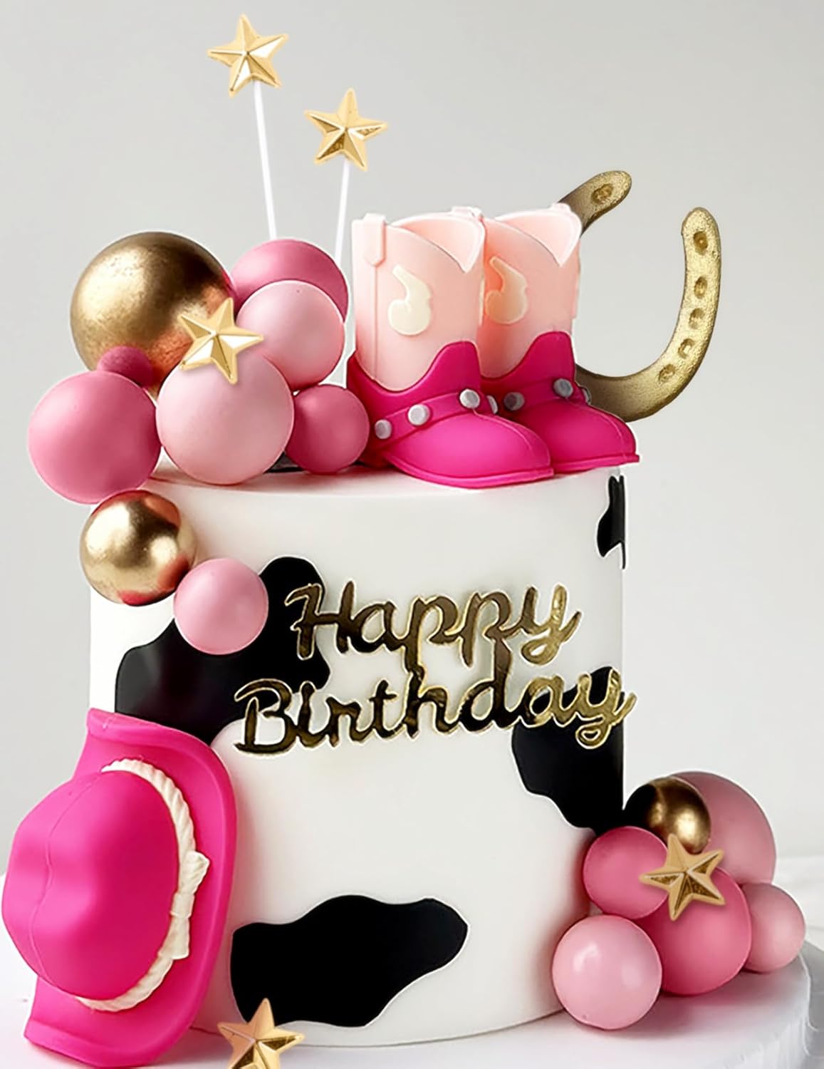 JeVenis Cowgirl Cake Topper Cowboy Western Decorations Cowgirl Hat Birthday Cake Topper Cowgirl Boots Cow Balls Cake Decor
