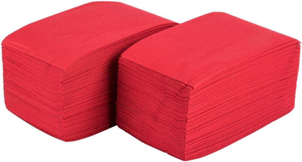 Perfectware 2 Ply Dinner Napkin Red- 100 2-Ply Red Dinner Napkins, 3" Height, 4" Width, 8" Length (Pack of 100)
