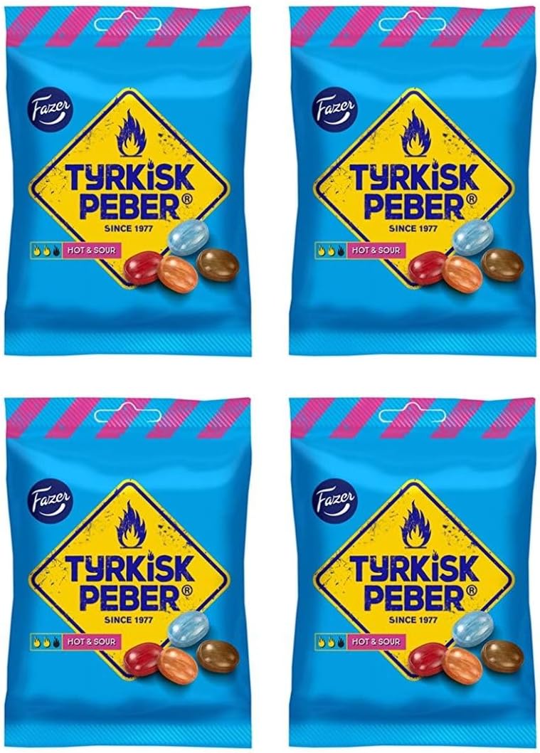 Fazer Tyrkisk Peber Hot & Sour Liquorice 4 Packs of 150g