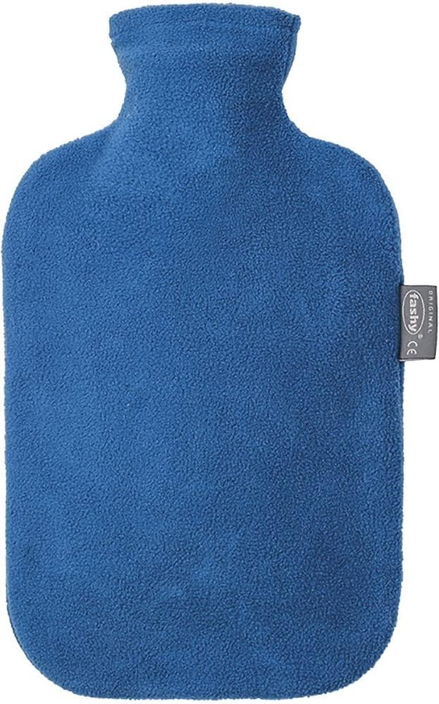 Blue Fleece Cover Hot Water Bottle by Fashy