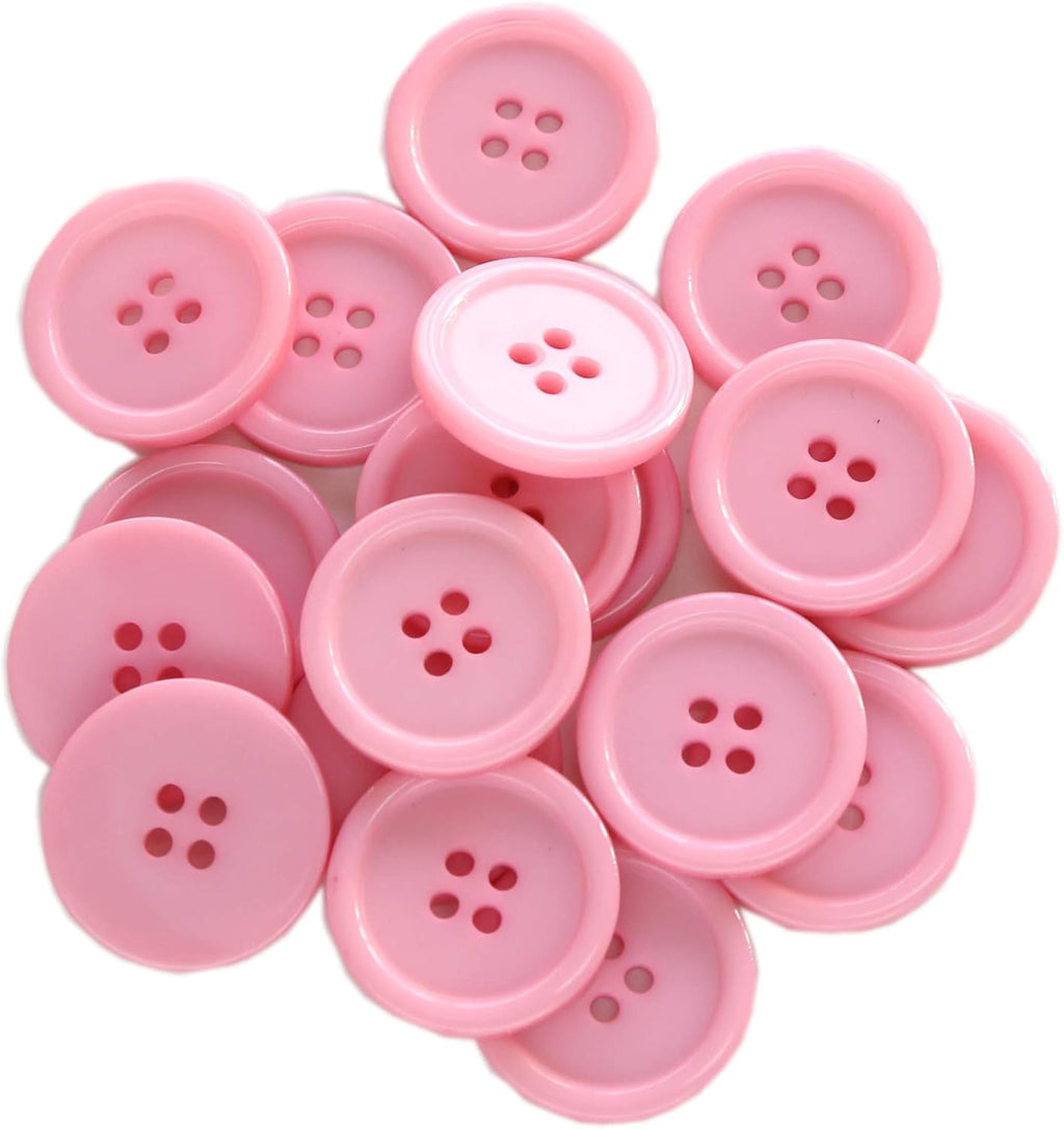GANSSIA 1 Inch (25mm) Pink Color Buttons Sewing Flatback Button for Sewing Garments or Crafts DIY Pack of 50PCS