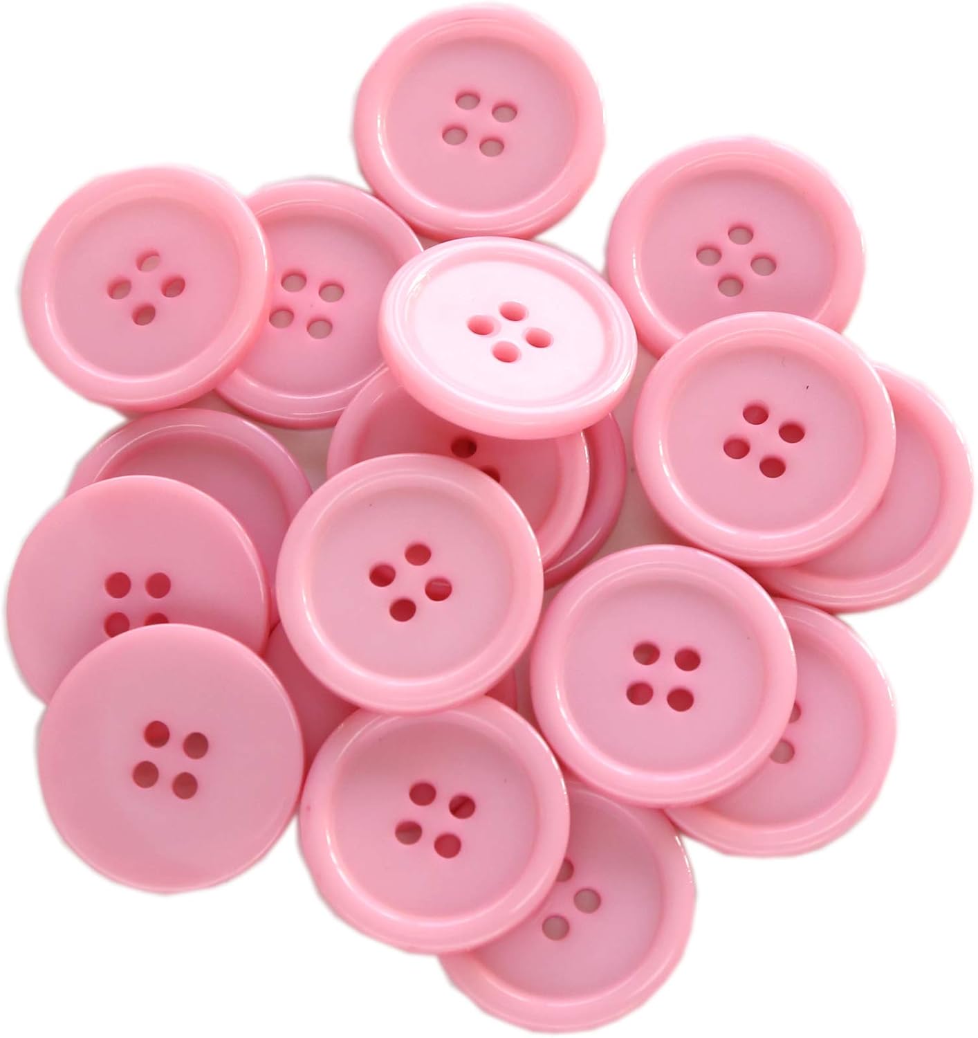 GANSSIA 1 Inch (25mm) Pink Color Buttons Sewing Flatback Button for Sewing Garments or Crafts DIY Pack of 50PCS