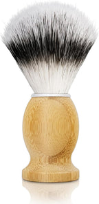KIKC Hand Crafted Shaving Brush for Vegans, Synthetic Hair Bristle for Wet Shave, Comfortable Bamboo Handle, Best Gift for Bearded Man