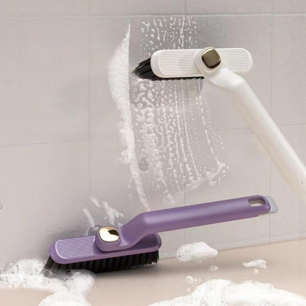 2PCS Purple Hard Bristle Crevice Brush - 360° Rotating Head with Ergonomic Grip | Multi-Surface Cleaner for Bathroom, Kitchen, Window Tracks (Multi-Surface Household Use)