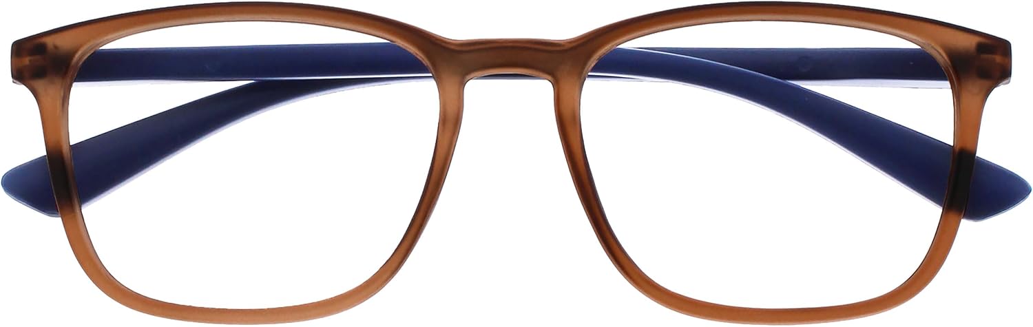 OPULIZE Max Classic Reading glasses for Women Men,Scratch Resistant Large Rectangular frame with Spring Hinges, Brown +2.5 (Pack of 1)