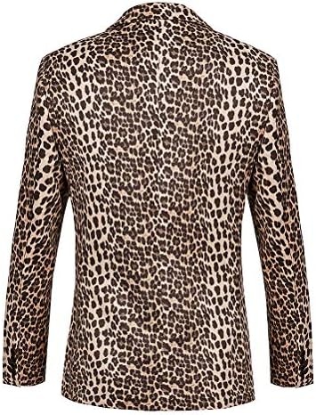 THWEI Mens Blazer Hipster Leopard Print Tuxedo Luxury Notched Lapel Slim Fit Stylish Sport Coats Jacket