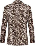 THWEI Mens Blazer Hipster Leopard Print Tuxedo Luxury Notched Lapel Slim Fit Stylish Sport Coats Jacket