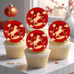 Chinese Horse Edible Cupcake Toppers Lunar New Year Cake Decorations