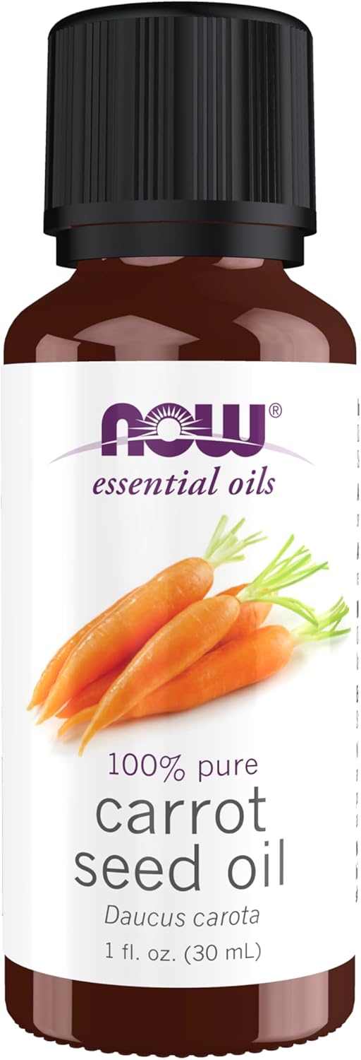 NOW Essential Oils, Carrot Seed Oil, Grounding Aromatherapy Scent, Steam Distilled, 100% Pure, Vegan, Child Resistant Cap, 1-Ounce