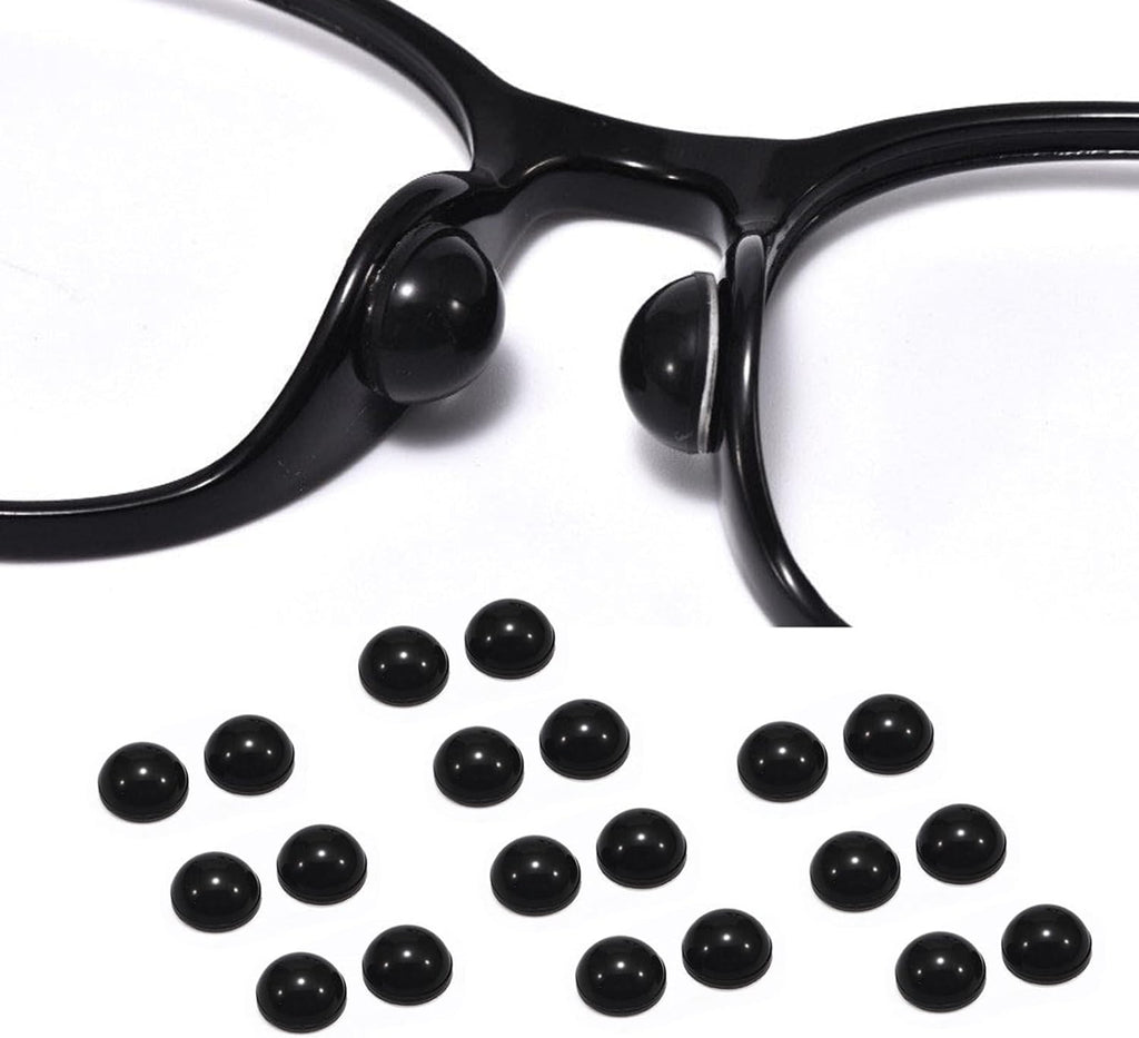 Self-Adhesive Air-Cushion Nose Pads, 10 Pairs Silicone Anti-Slip Air Bag Nose Pieces for Glasses Sunglasses,Black-L