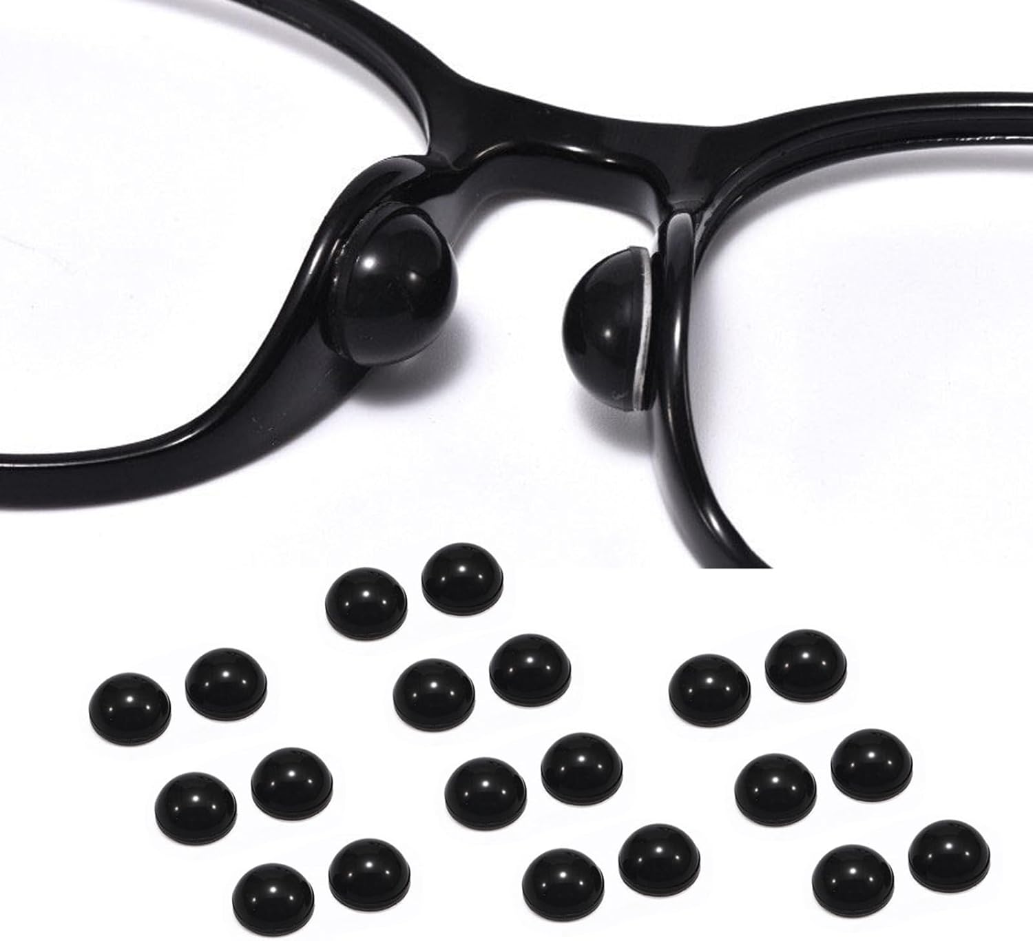 Self-Adhesive Air-Cushion Nose Pads, 10 Pairs Silicone Anti-Slip Air Bag Nose Pieces for Glasses Sunglasses,Black-L