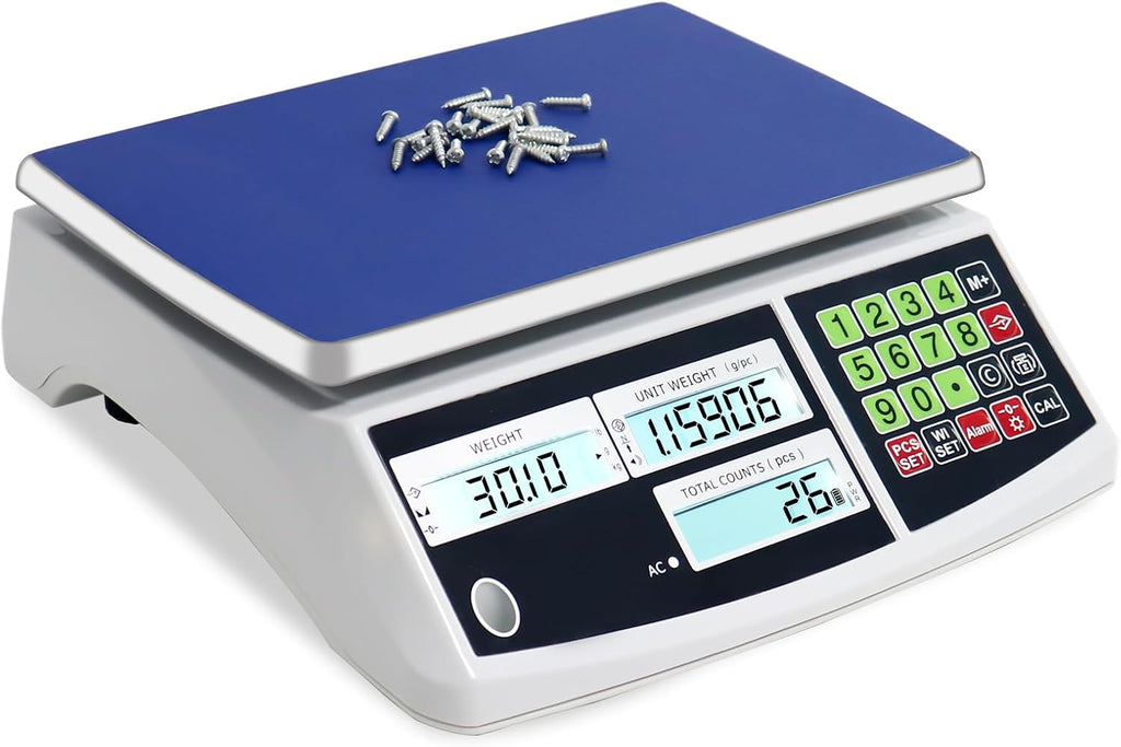Industrial Counting Scale (30kg/66lb, 0.1g), g/kg/lb, Coin Scale, Precision Electronic Gram Scale for Parts and Coins,Digital Inventory Scale with Alarm Mode