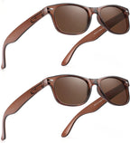 2 Pack Reader Sunglasses for Men Women Classic Rectangle Reading Glasses Outdoor Full Lenses Magnifying Eyewear UV Protection Bright Brown +1.0